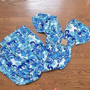 Abel The Label Anthropologie Blue Print Maxi Dress size S NWT